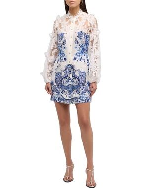Camilla Butterfly Lace Long Sleeve Mini Dress